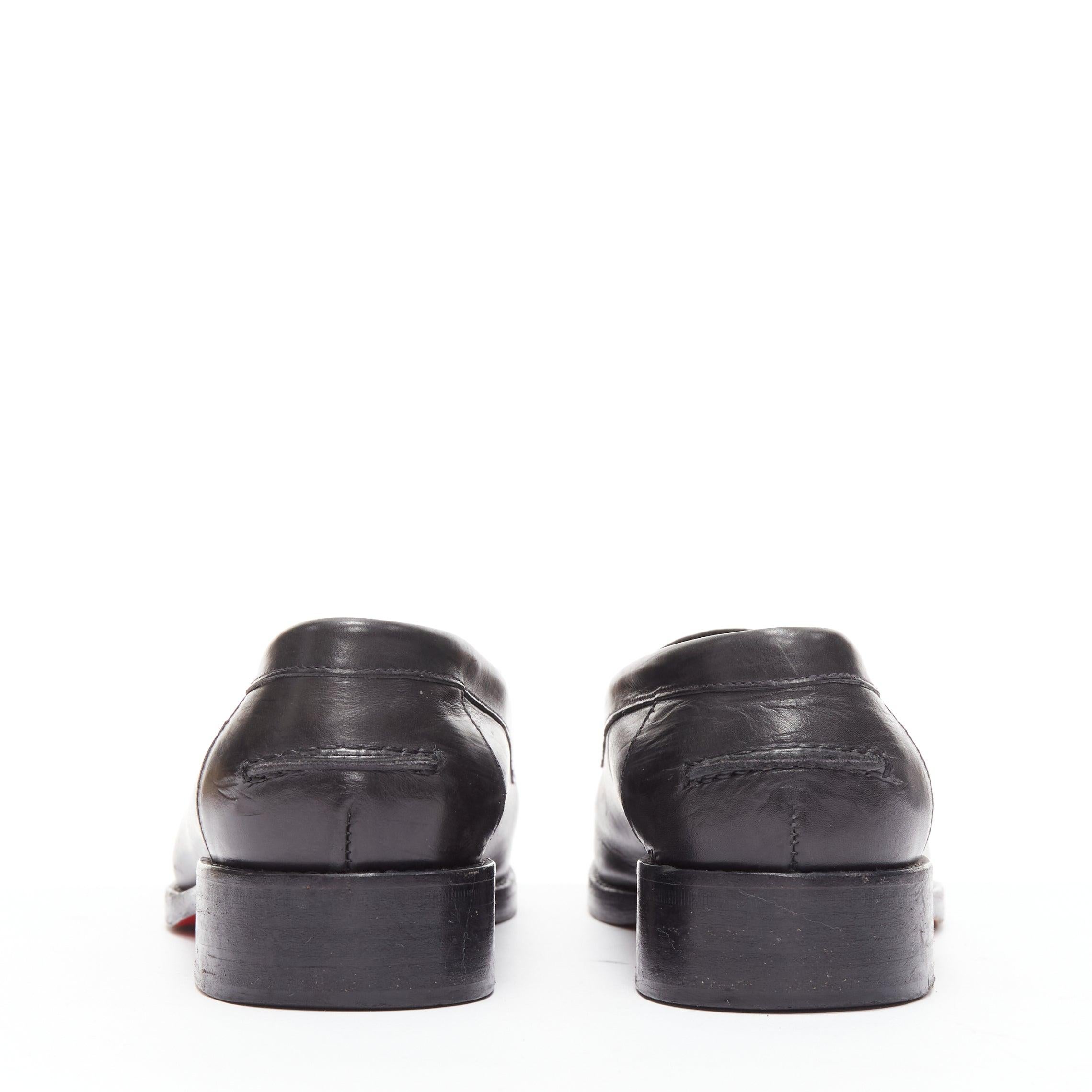 CHRISTIAN LOUBOUTIN Monaliso black leather chain trimmed tassel loafer EU38 2