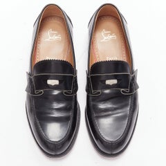 CHRISTIAN LOUBOUTIN Monono black silver logo penny leather loafers EU42