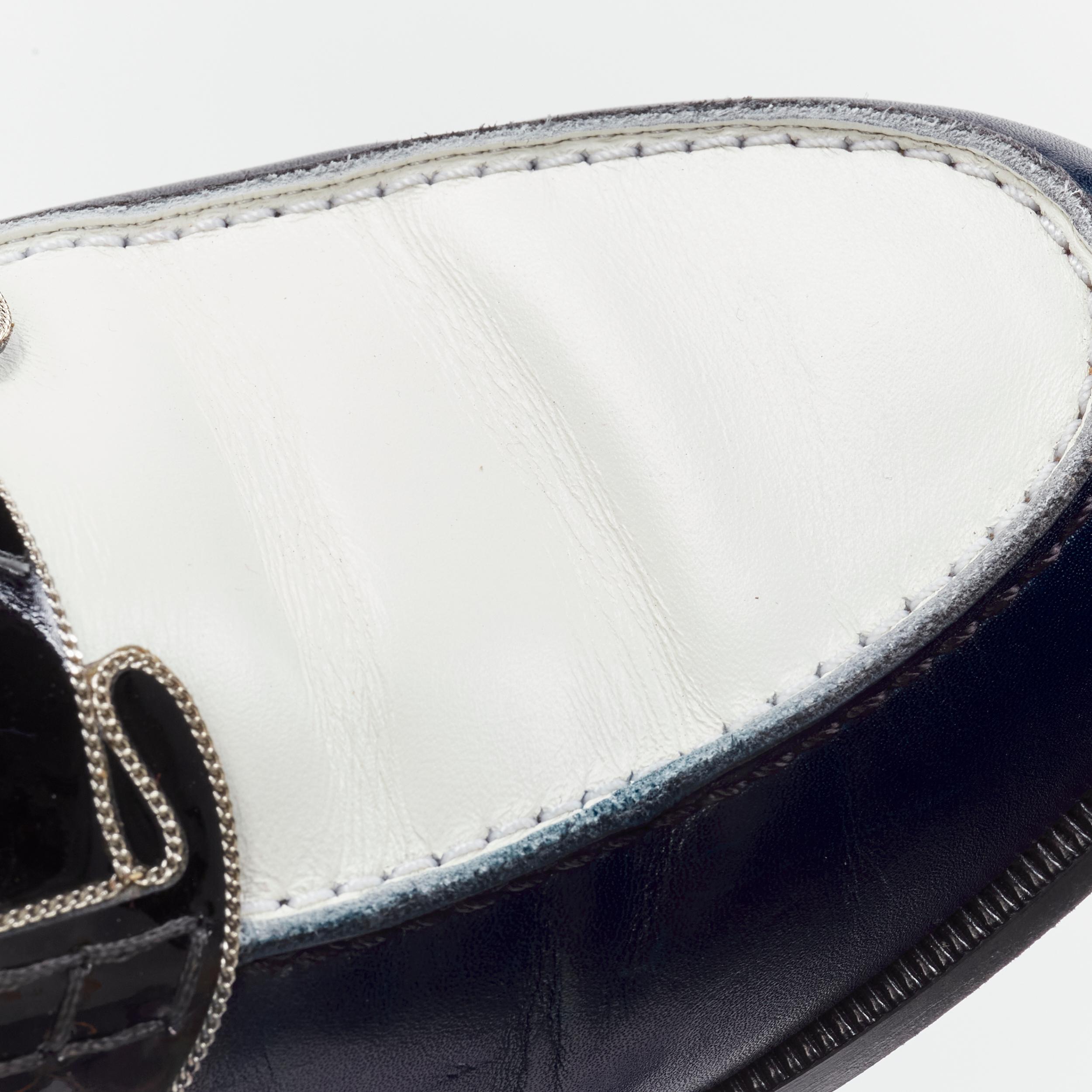 CHRISTIAN LOUBOUTIN Monono navy white zipper patent flap Penny loafer EU41 US8 1
