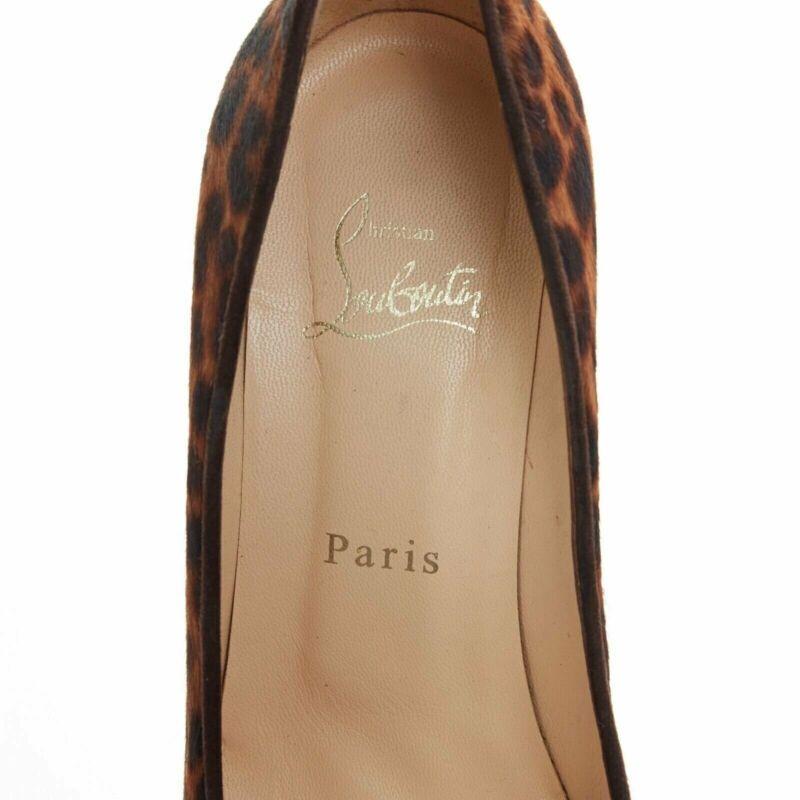 CHRISTIAN LOUBOUTIN Morphing 100 in pelle di vitello leopardata marrone con zeppa EU37 US7 in vendita 5