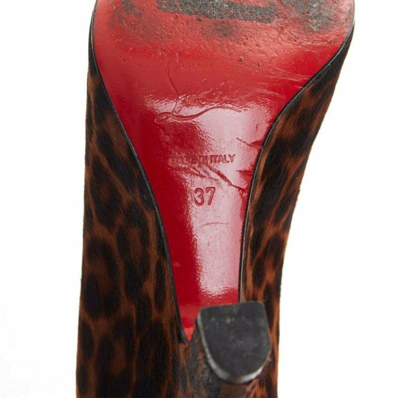 CHRISTIAN LOUBOUTIN Morphing 100 in pelle di vitello leopardata marrone con zeppa EU37 US7 in vendita 6