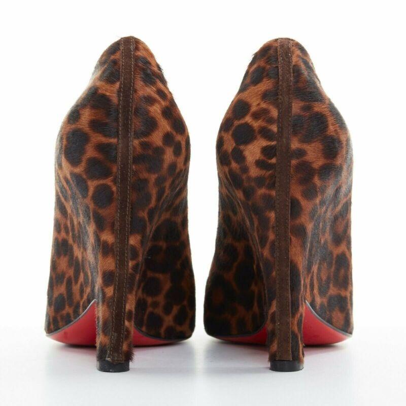 Women's CHRISTIAN LOUBOUTIN Morphing 100 brown leopard calfskin demi wedge heel EU37 US7 For Sale