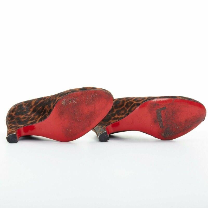CHRISTIAN LOUBOUTIN Morphing 100 in pelle di vitello leopardata marrone con zeppa EU37 US7 in vendita 1