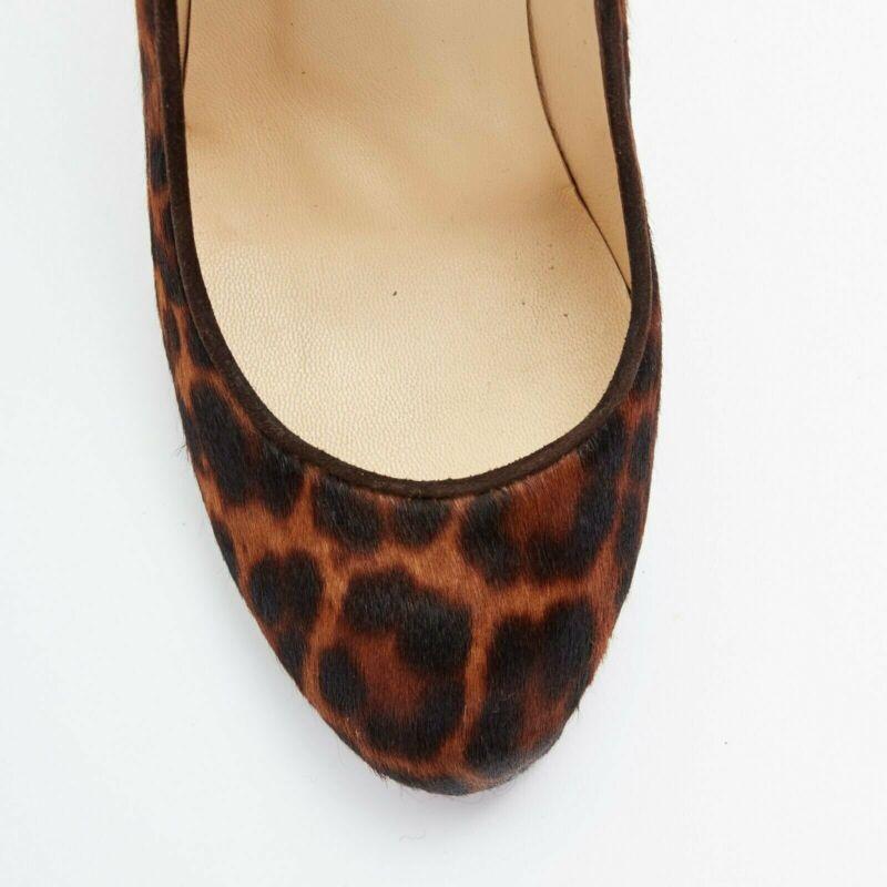 CHRISTIAN LOUBOUTIN Morphing 100 in pelle di vitello leopardata marrone con zeppa EU37 US7 in vendita 2