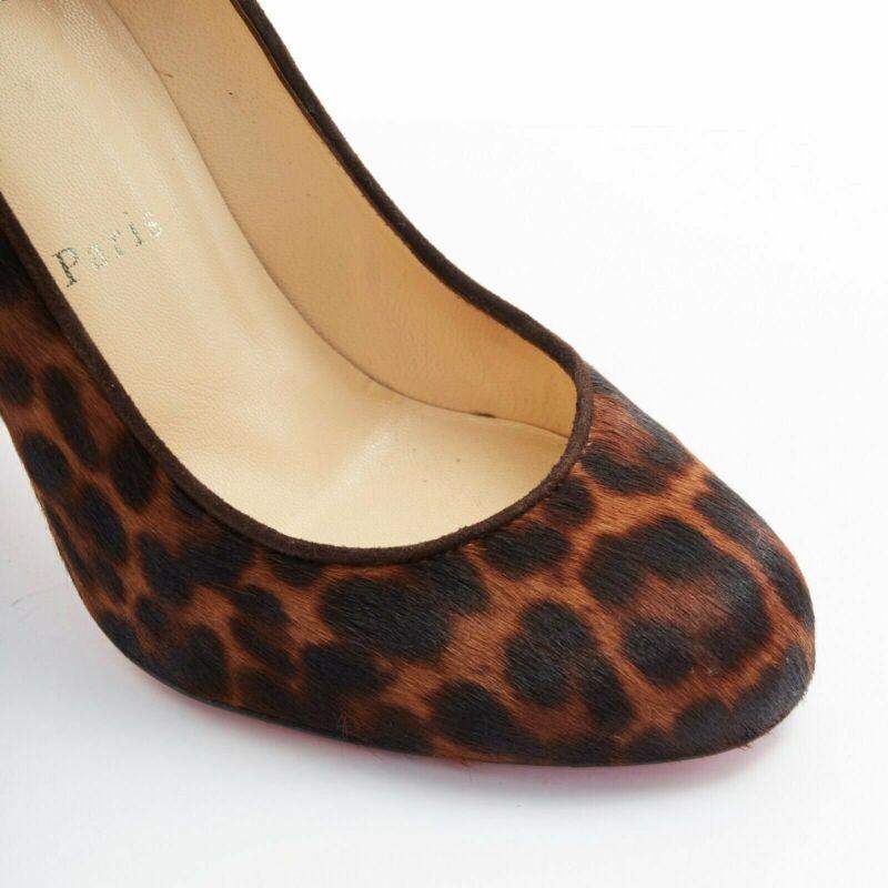 CHRISTIAN LOUBOUTIN Morphing 100 in pelle di vitello leopardata marrone con zeppa EU37 US7 in vendita 3