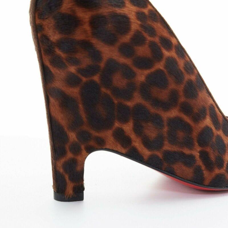 CHRISTIAN LOUBOUTIN Morphing 100 in pelle di vitello leopardata marrone con zeppa EU37 US7 in vendita 4
