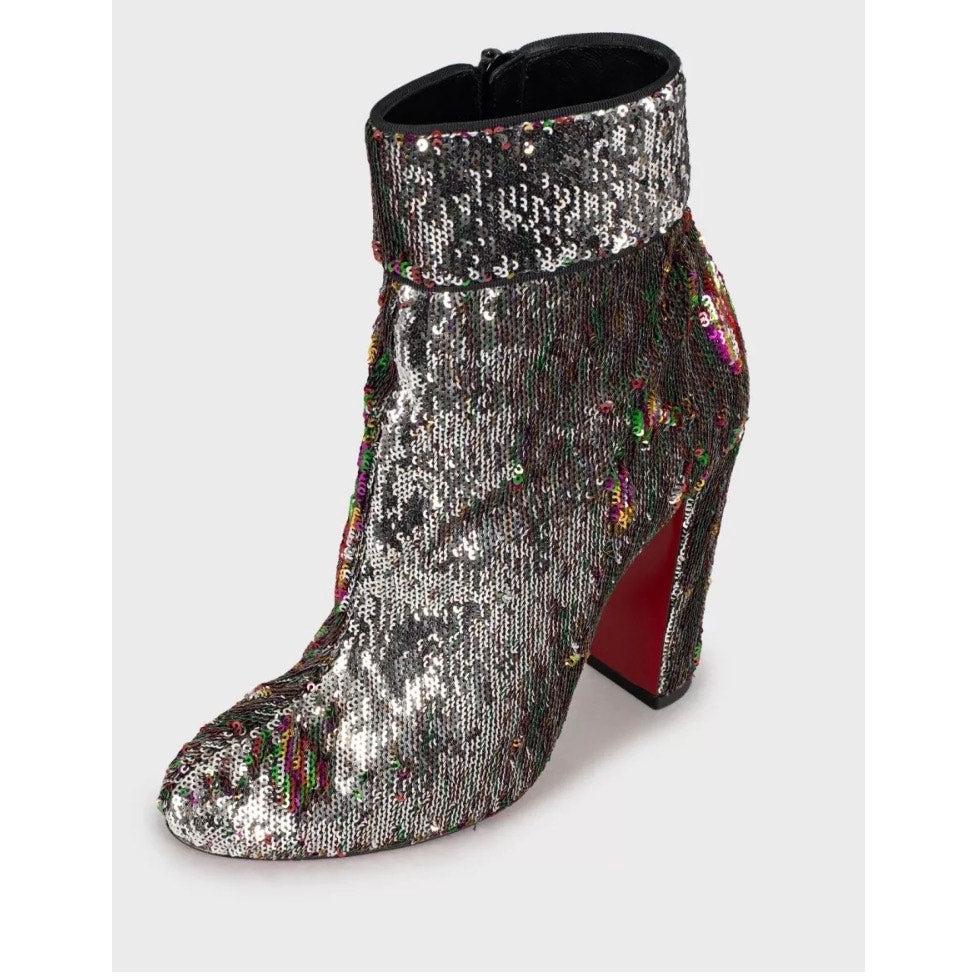 Noir Christian Louboutin Moulamax Sequin Ankle Boots - Size 39 en vente