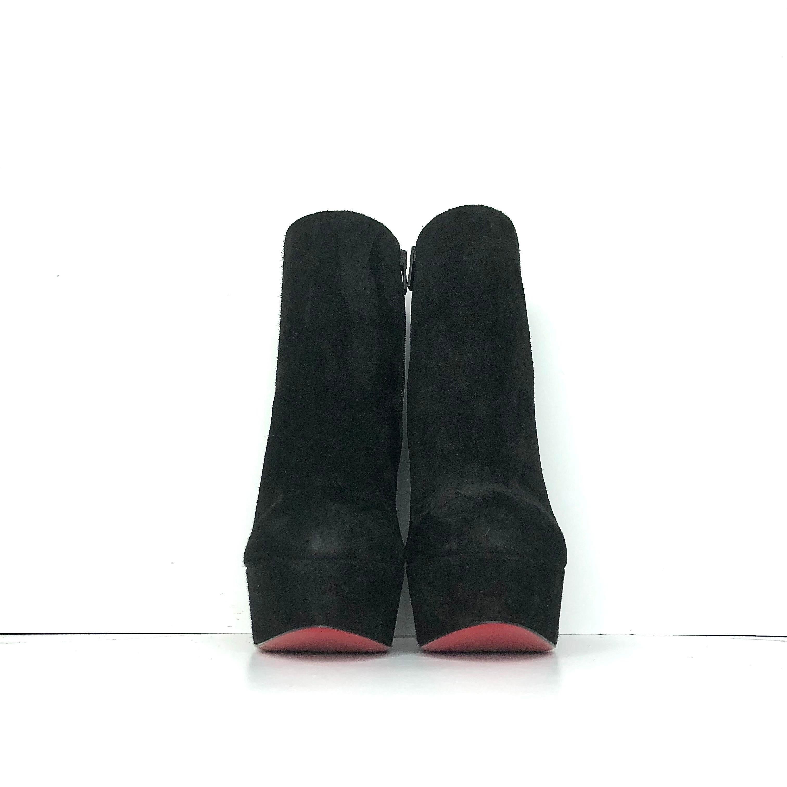 De las mujeres Christian Louboutin Botín Movida 130 Plataforma Cremallera Ante Negro 39 en venta