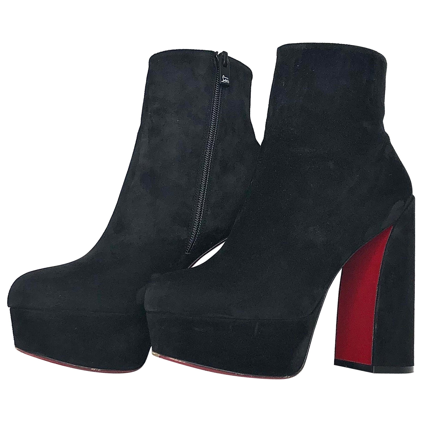 Christian Louboutin Movida 130 Suede Platform Booty 37.5