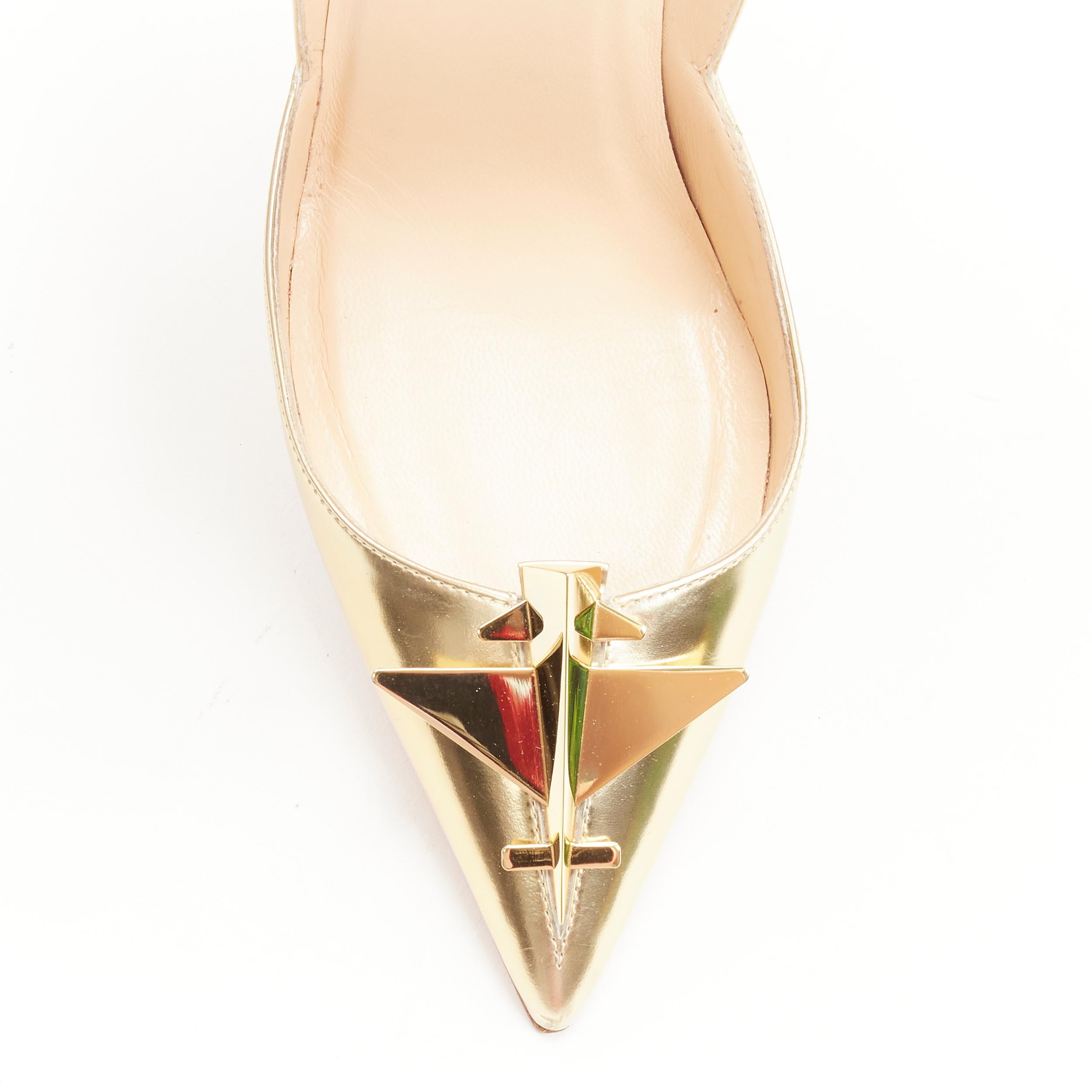 CHRISTIAN LOUBOUTIN Mrs Fuse 100 metallic gold mirrored plate pump EU38 1