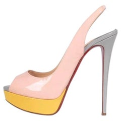 Christian Louboutin Multi-Color Leather Slingbacks Size 40 Heels