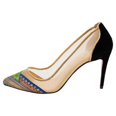 Christian Louboutin Multicolor Brocade Fabric, Velvet and Mesh Pumps Size 36.5