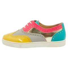Christian Louboutin Multicolor Brogue Leather Golfito Wingtip Sneakers Size 43