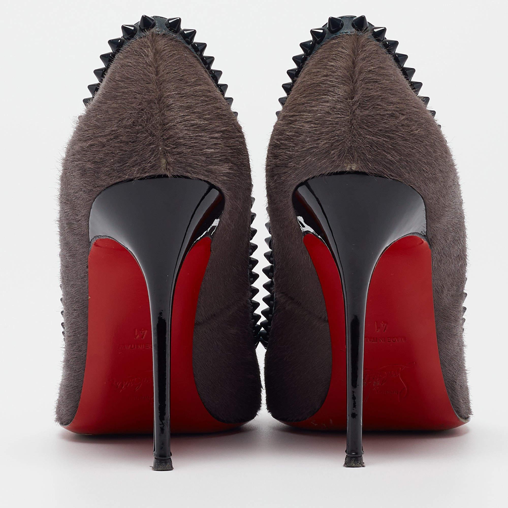 Christian Louboutin Multicolor Calf Hair and Leather Malabar Hill Spiked Pointed For Sale 2