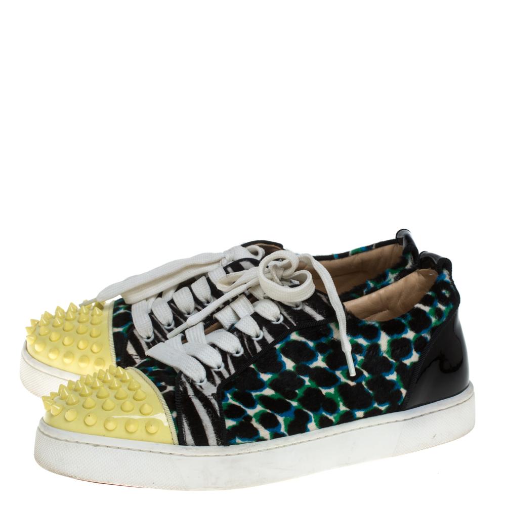Christian Louboutin Multicolor Calf Hair Junior Spike Sneakers Size 37 1
