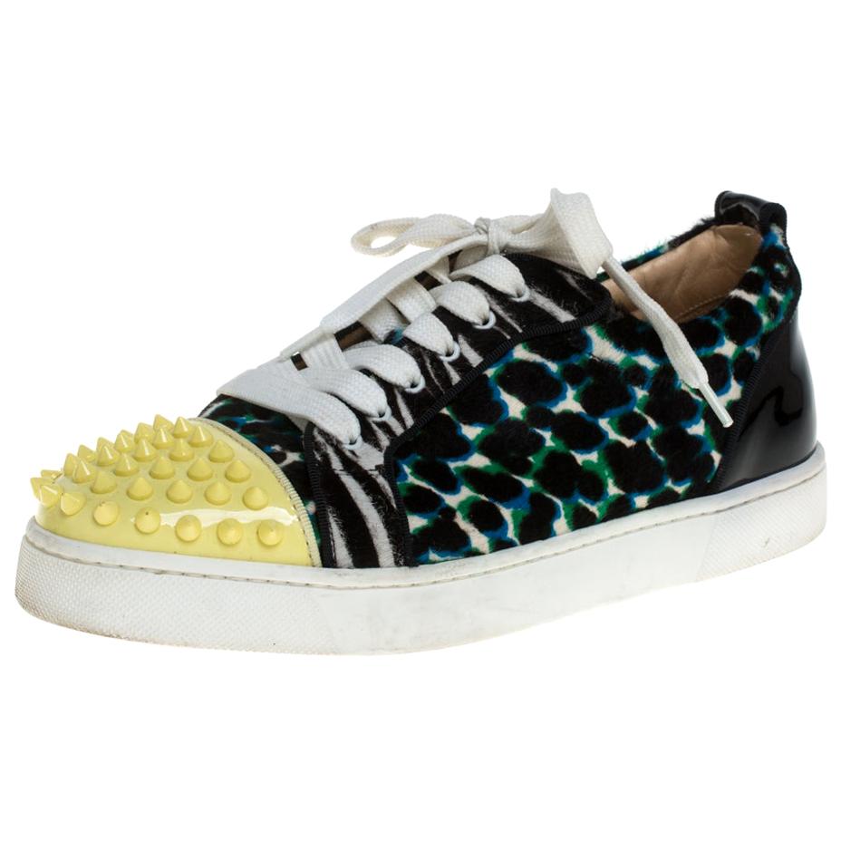 Christian Louboutin Multicolor Calf Hair Junior Spike Sneakers Size 37