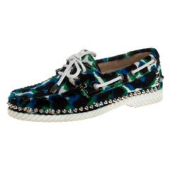 Christian Louboutin Multicolor Calf Hair Steckel Spiked Loafers Size 36