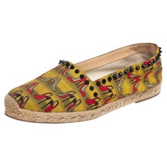 Christian Louboutin Multicolor Canvas Ares Spiked Espadrilles Flats Size 39