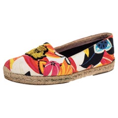 Christian Louboutin Multicolor Canvas Gala Embroidered Crest Flat Loafers Size 4
