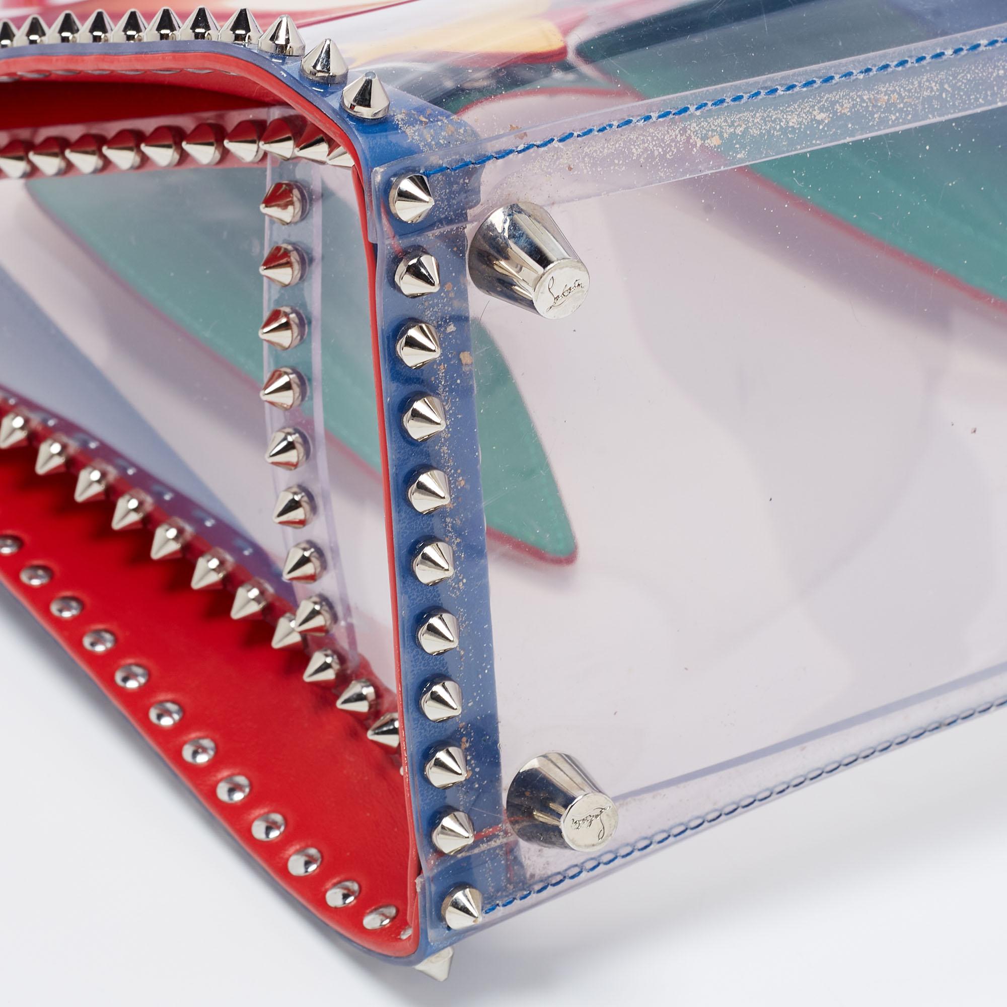 Beige Christian Louboutin Multicolor/Clear PVC and Leather Medium Paloma Tote
