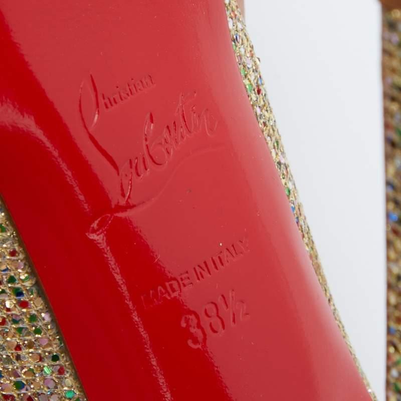 Christian Louboutin Multicolor Coarse Glitter Bibi Platform Pumps Size 38.5 For Sale 1
