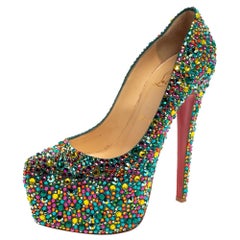 Christian Louboutin Multicolor Crystal Daffodile Platform Pumps Size 38