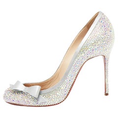 Christian Louboutin Multicolor Crystal Embellished Beauty Bow Pumps Size 38