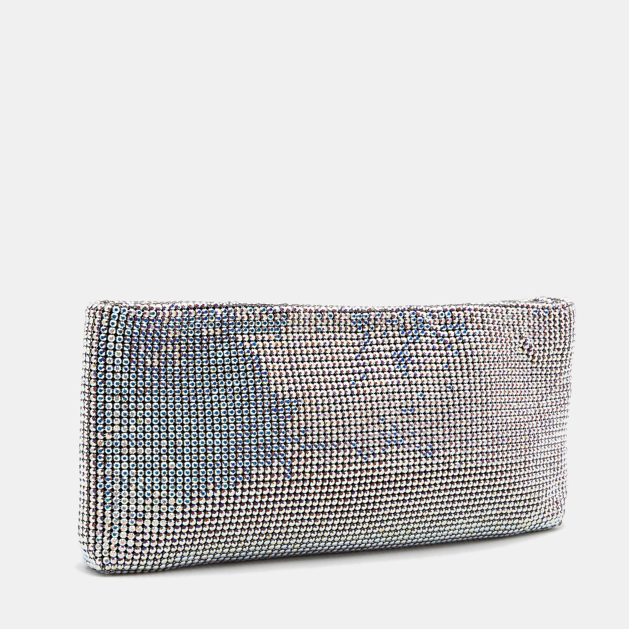 Gray Christian Louboutin Multicolor Crystal Maykimay Strass Clutch