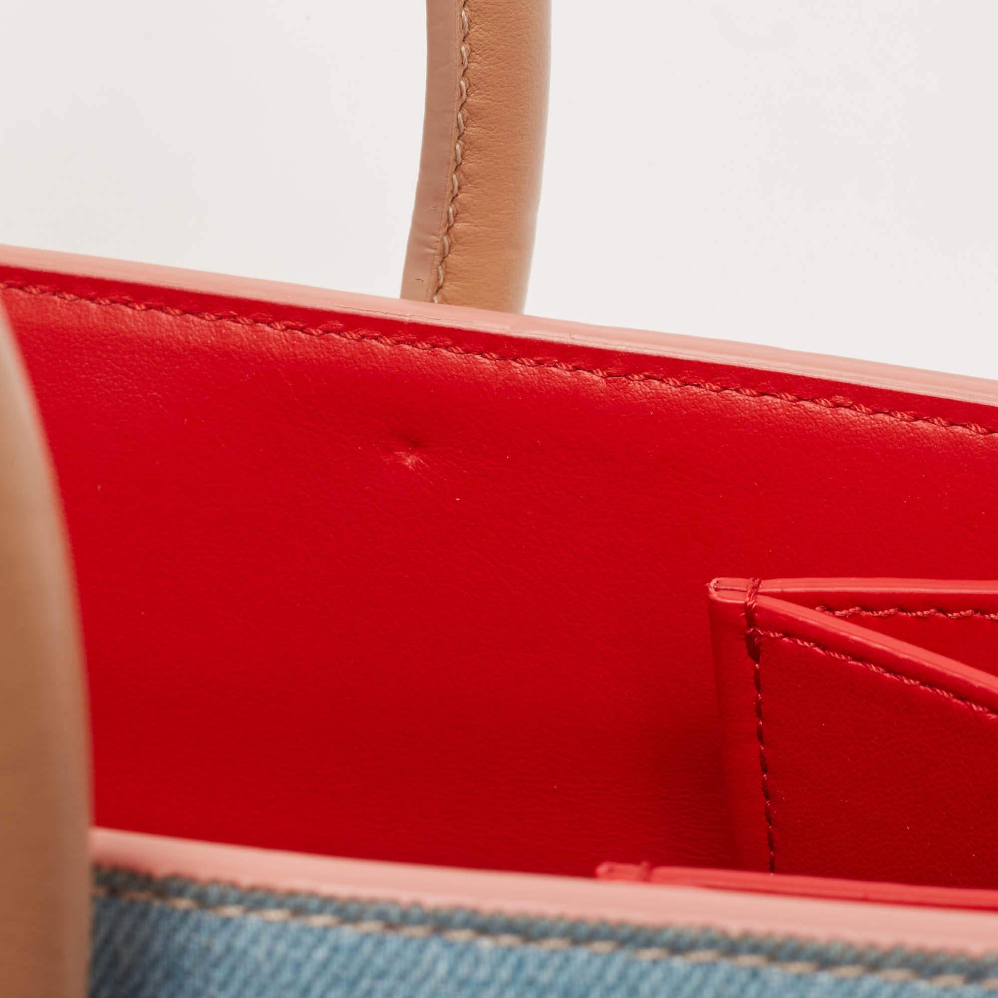 Christian Louboutin Multicolor Denim and Leather Mix Pearls Paloma Tote 2