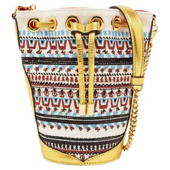 Christian Louboutin Mehrfarbige bestickte Loubiphore-Tasche aus Segeltuch