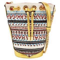 Christian Louboutin Multicolor Embroidered Canvas Loubiphore Tote