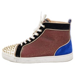 Christian Louboutin Multicolor Fabric Louis Spike High Top Sneakers Size 42.5
