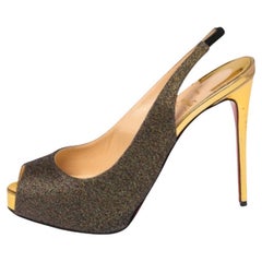 Christian Louboutin Multicolor Fabric No Prive Slingback Pumps Size 37.5