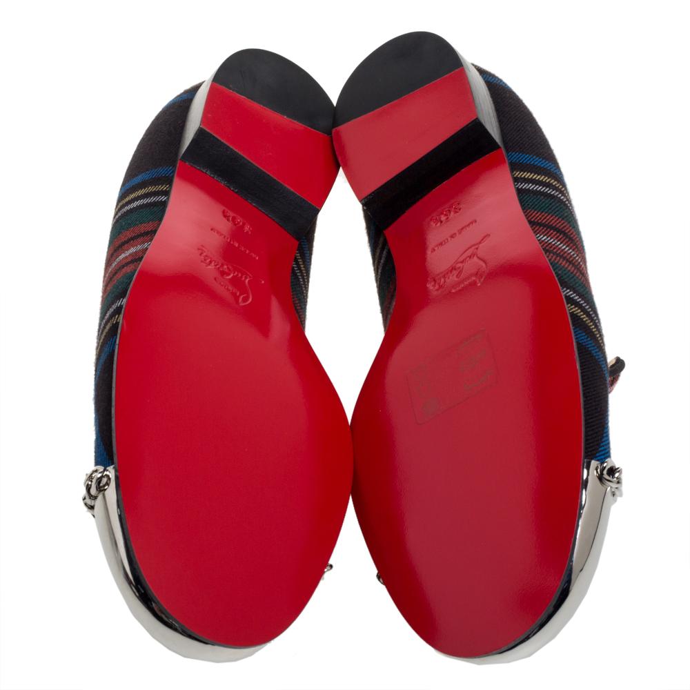 Christian Louboutin Multicolor Fabric Rollergirl Chain-Link Loafers Size 36.5 In New Condition In Dubai, Al Qouz 2