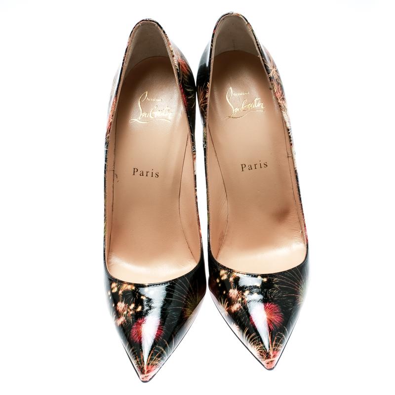 Brown Christian Louboutin Multicolor Fireworks Print Patent Leather So Kate Pointed To