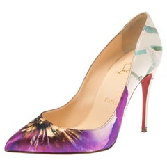 Christian Louboutin Multicolor Floral Printed Canvas Pointed Toe Pumps Size 37