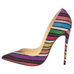 Used Christian Louboutin Multicolor Glitter Accents Pumps Size 38