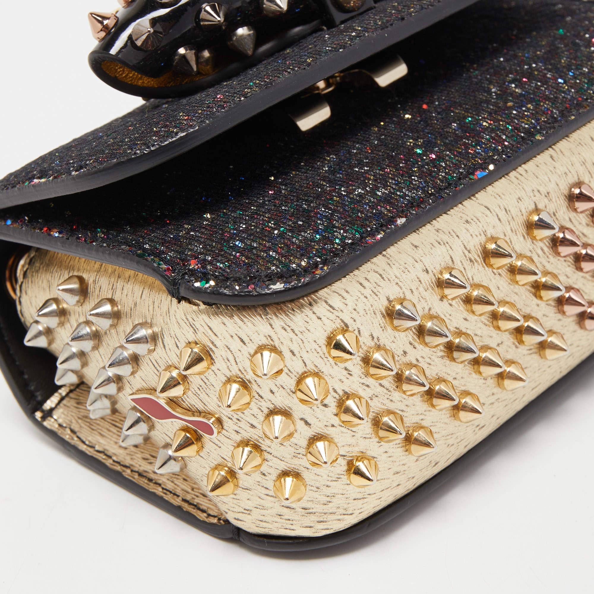 Christian Louboutin Multicolor Glitter and Leather Mini Spiked Sweet Charity Cro 2