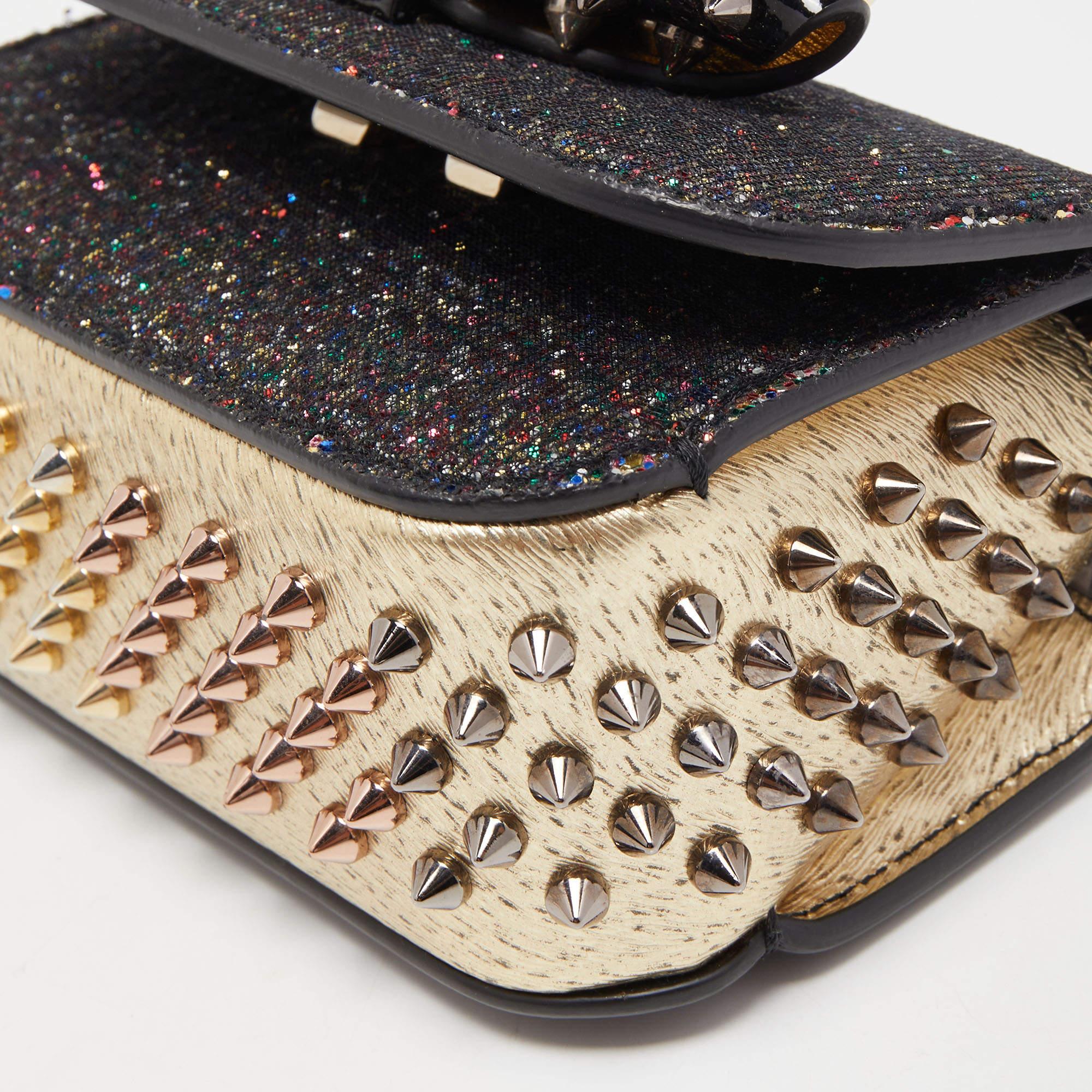 Christian Louboutin Multicolor Glitter and Leather Mini Spiked Sweet Charity Cro 3