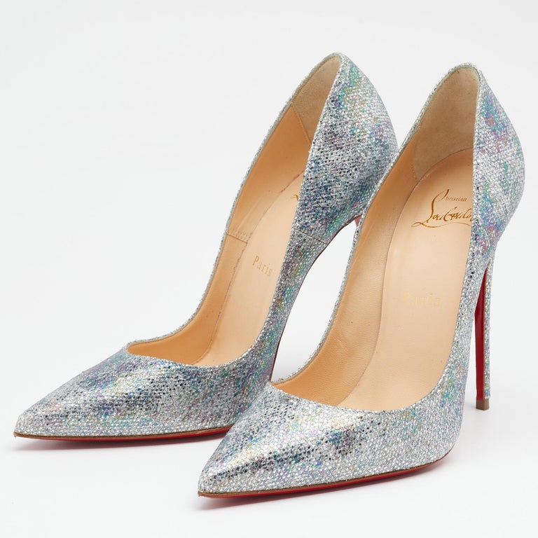 Christian Louboutin Multicolor Glitter Fabric So Kate Pointed Toe Pumps Size 38 For Sale at 1stDibs