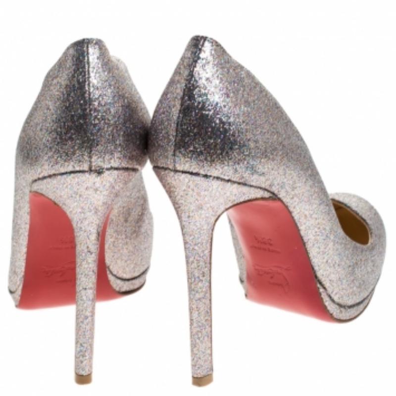 Marron Christian Louboutin escarpins Fifi multicolores paillettes taille 38.5 en vente