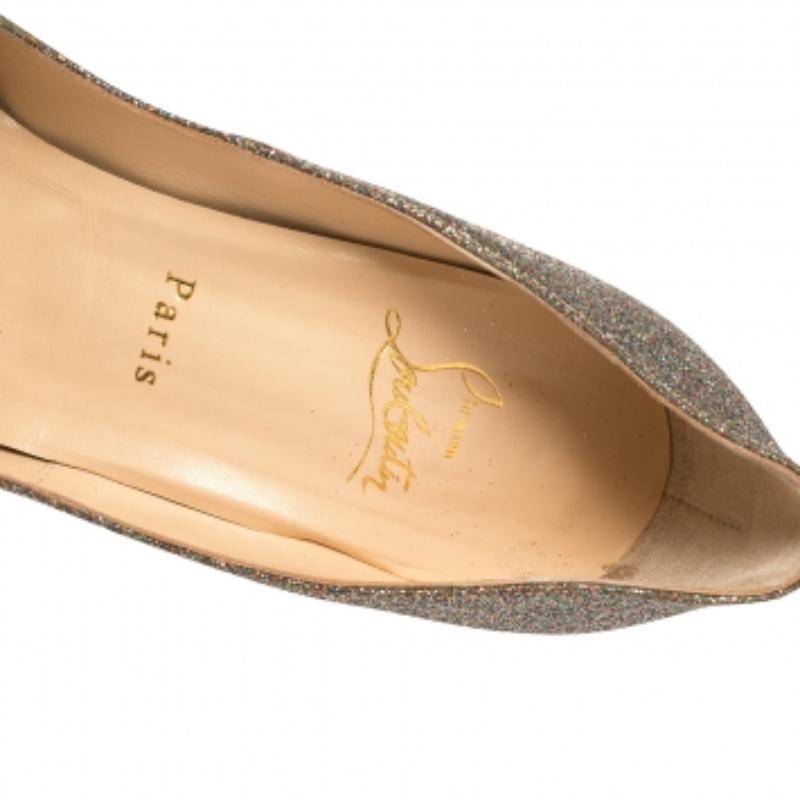 Christian Louboutin Multicolor Glitter Lady Peep Toe Pumps Size 40 For Sale 3