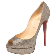 Christian Louboutin Multicolor Glitter Lady Peep Toe Pumps Size 40