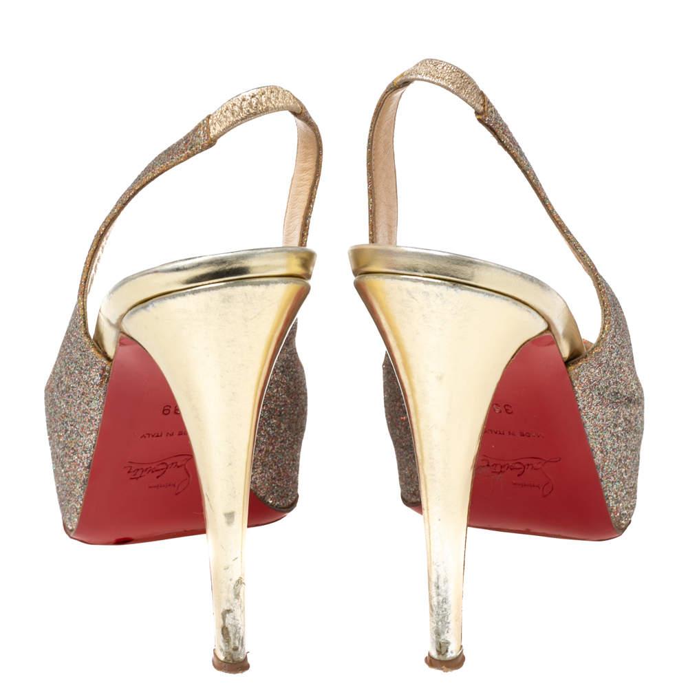 These glittery leather shoes are bound to make you feel like a celebrity because of their glamour. Christian Louboutin has always been known for its amazing quality and designs, and these peep-toe pump heels are proof of that. Complete with leather
