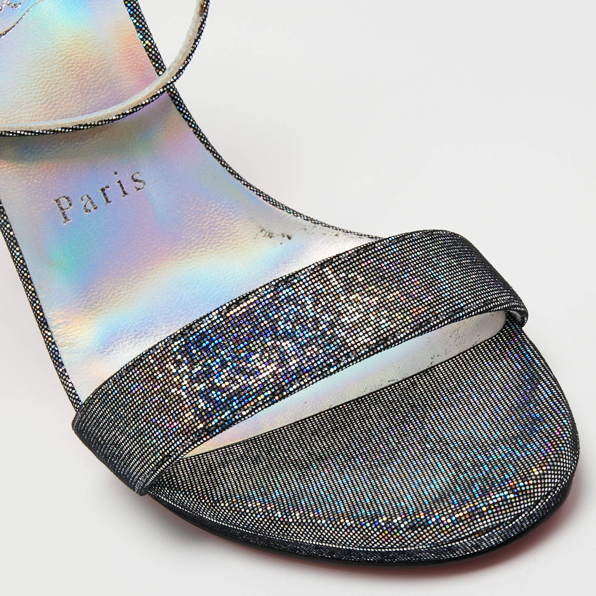 Christian Louboutin Multicolor Glitter Loubi Queen Sandals Size 38.5 For Sale 2