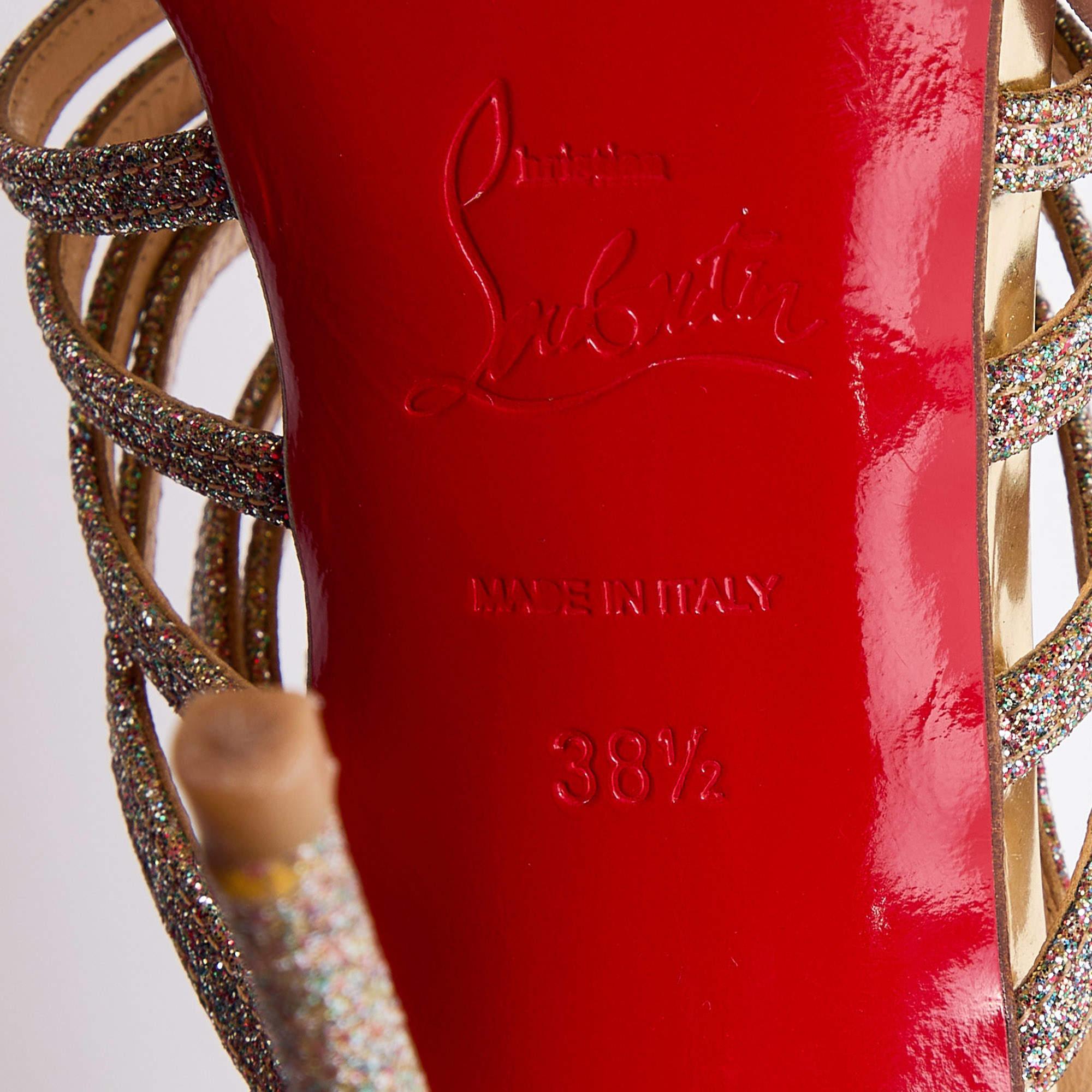 Christian Louboutin Multicolor Glitter Mul Tibrida Strappy Sandals Size 38.5 For Sale 2