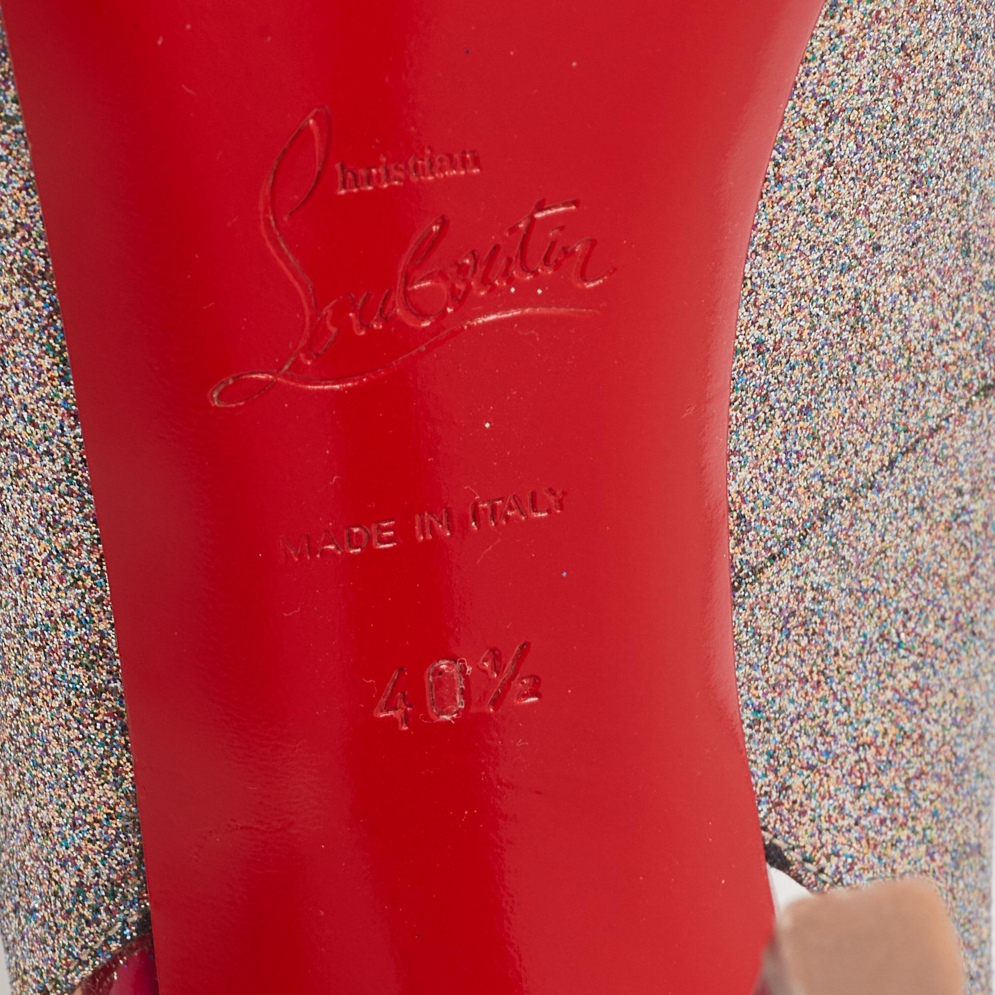 Christian Louboutin Multicolor Glitter No Prive Slingback Pumps Size 40.5 2