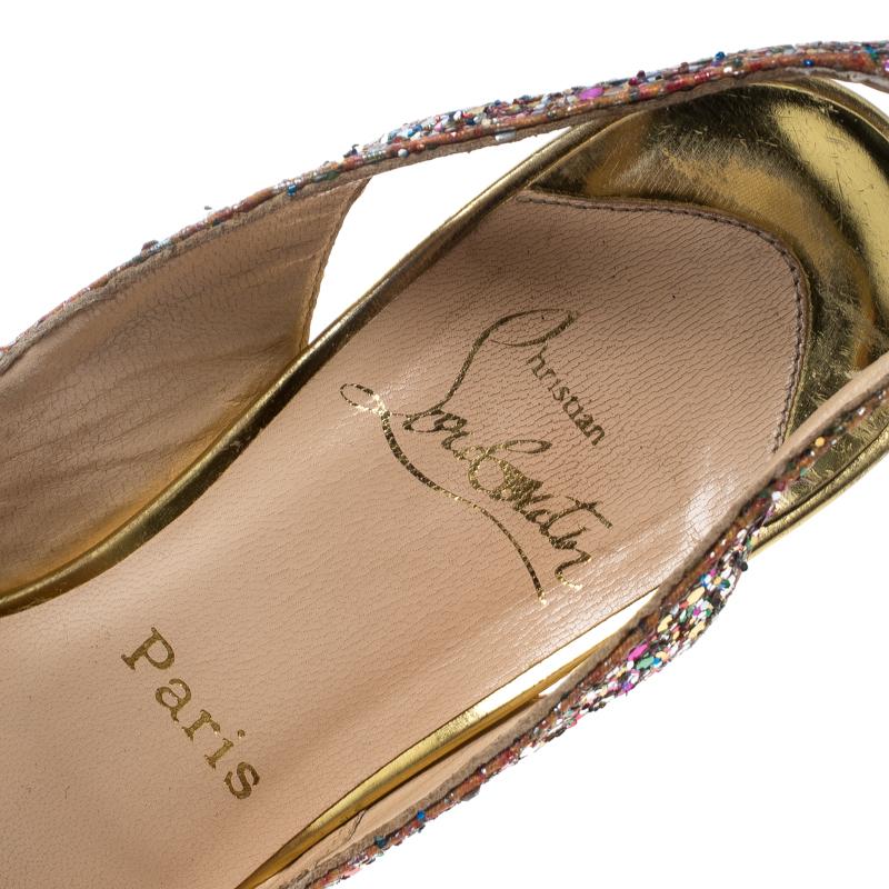 Christian Louboutin Multicolor Glitter N°Prive Slingback Sandals Size 38 2