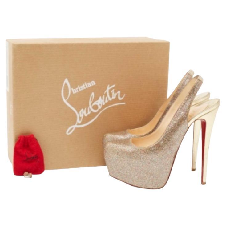 Christian Louboutin Multicolor Glitter Platform Slingback Pumps Size 37 For Sale 4