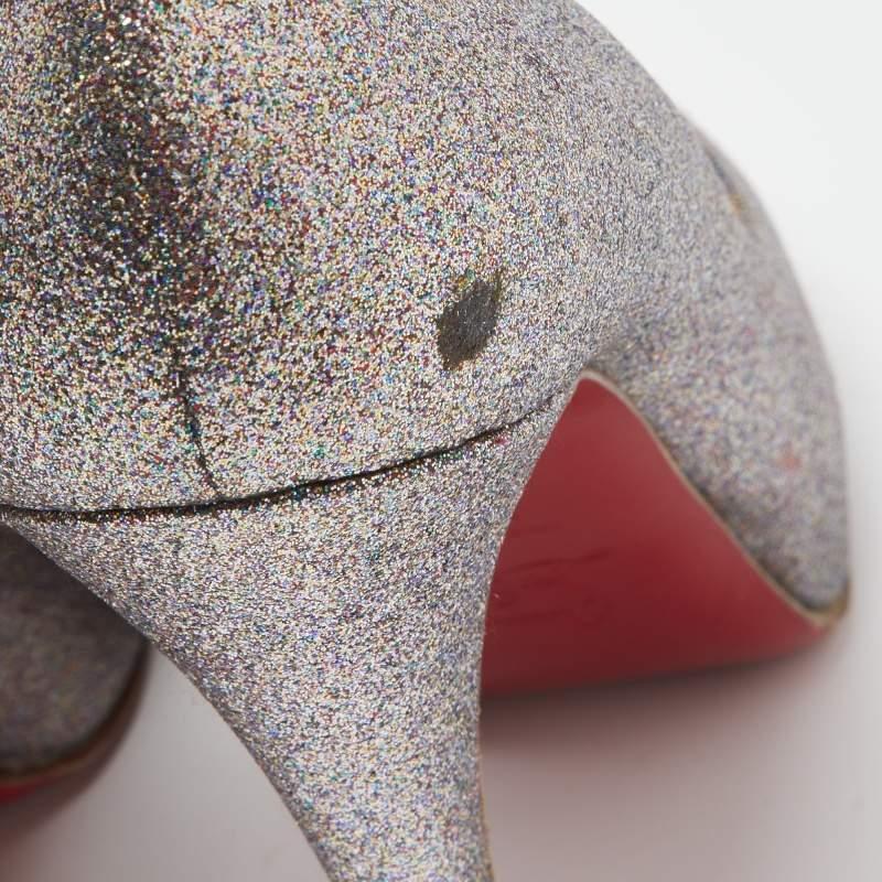 Women's Christian Louboutin Multicolor Glitter Very Prive Pumps Size 38.5 For Sale